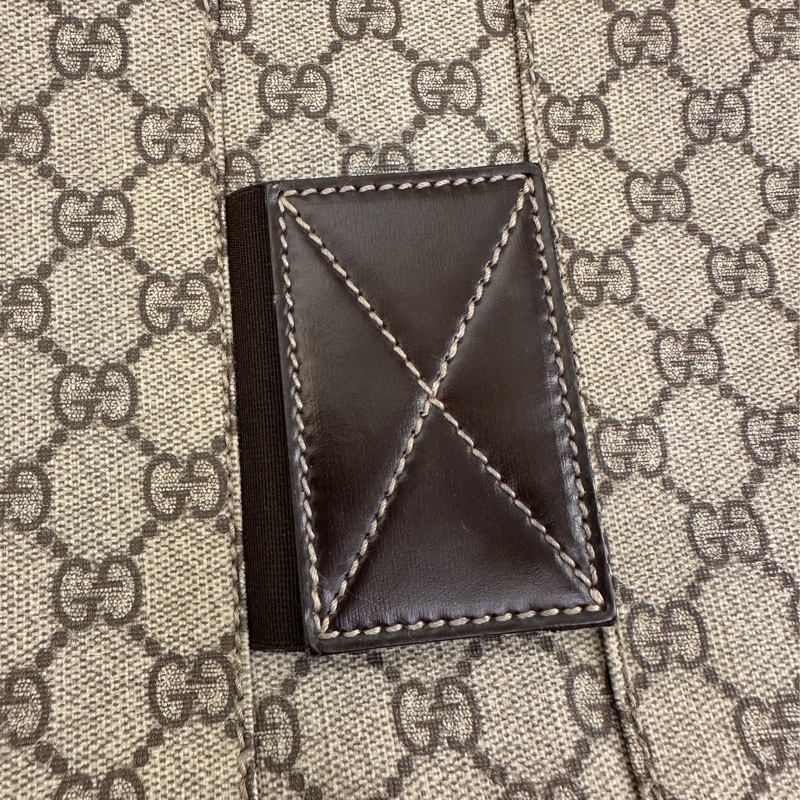 Gucci pvc 深棕牛皮前磁吸口袋斜背包-11