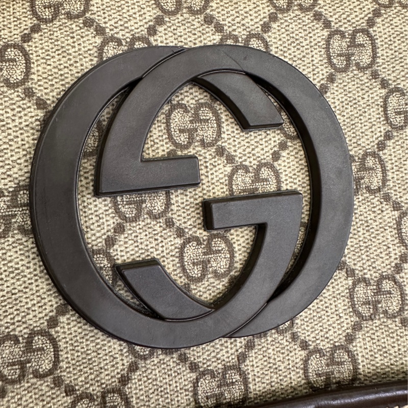 Gucci pvc 深棕牛皮前磁吸口袋斜背包-13