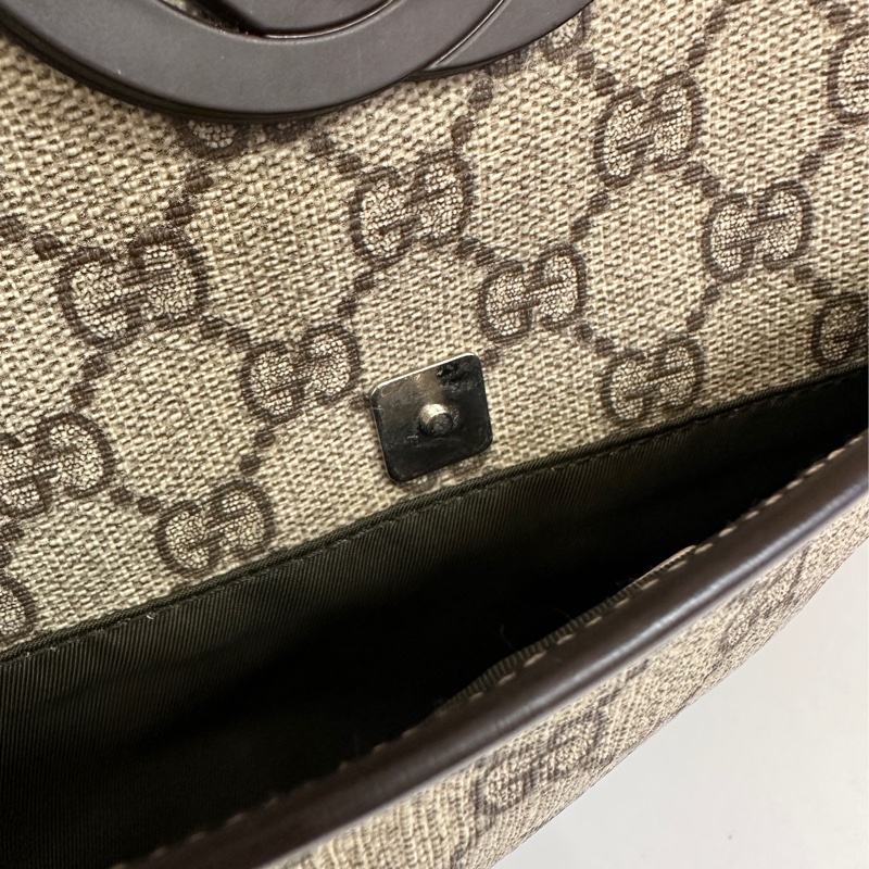 Gucci pvc 深棕牛皮前磁吸口袋斜背包-14
