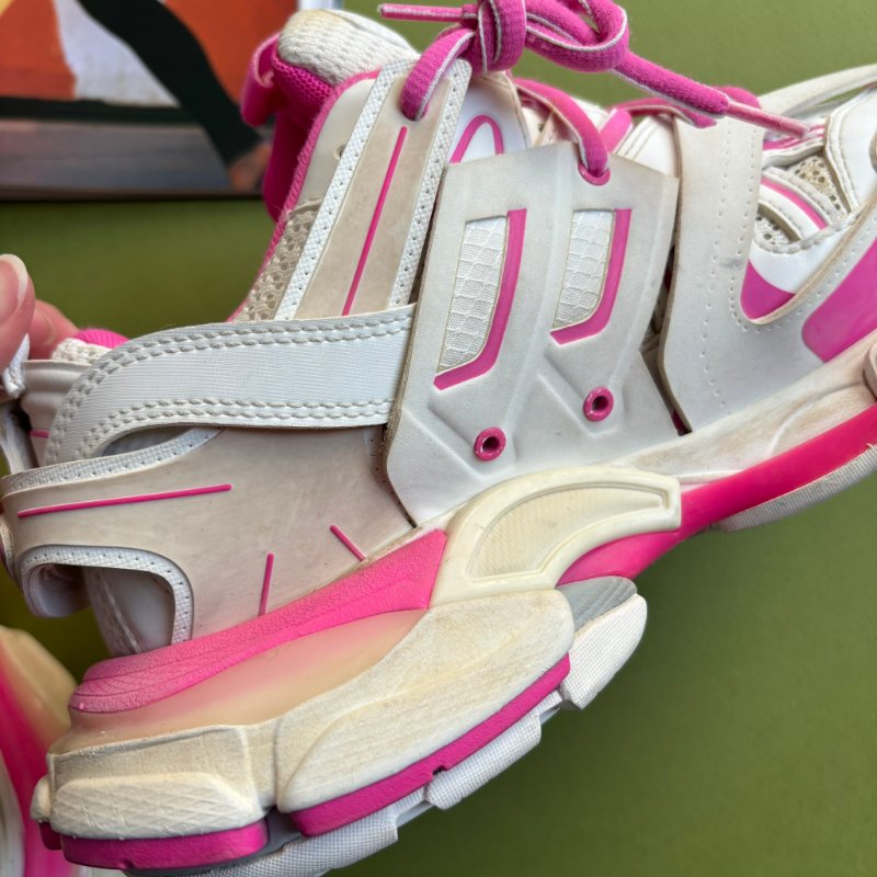 38號 ::Balenciaga:: Women's Runner Mesh & Nylon Light Blue 老爹鞋 粉白拚色球鞋 休閒鞋-16