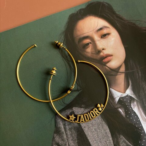 ::Christian Dior::古銅金色 J'ADIOR 字樣圈型耳環 Hoop Earrings