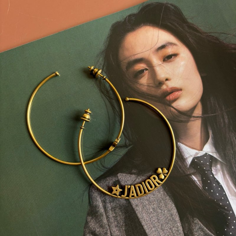 ::Christian Dior::古銅金色 J'ADIOR 字樣圈型耳環 Hoop Earrings-0