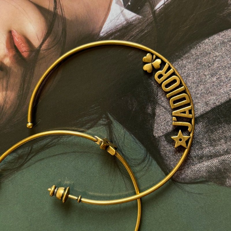 ::Christian Dior::古銅金色 J'ADIOR 字樣圈型耳環 Hoop Earrings-1