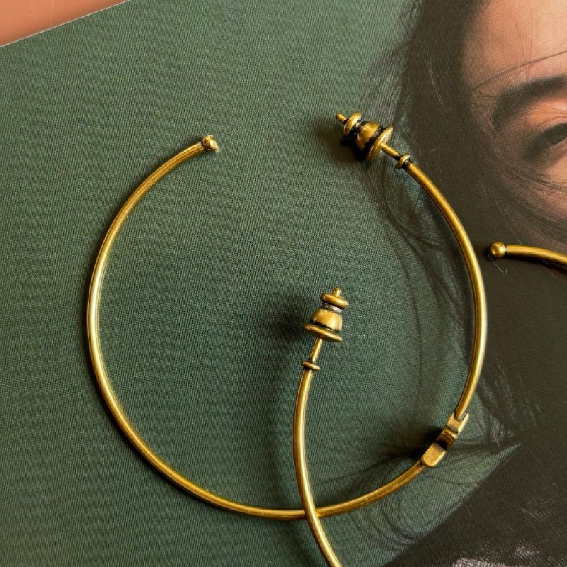 ::Christian Dior::古銅金色 J'ADIOR 字樣圈型耳環 Hoop Earrings-2