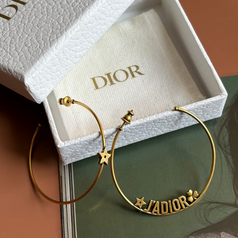 ::Christian Dior::古銅金色 J'ADIOR 字樣圈型耳環 Hoop Earrings-4