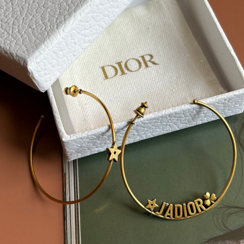 ::Christian Dior::古銅金色 J'ADIOR 字樣圈型耳環 Hoop Earrings-5