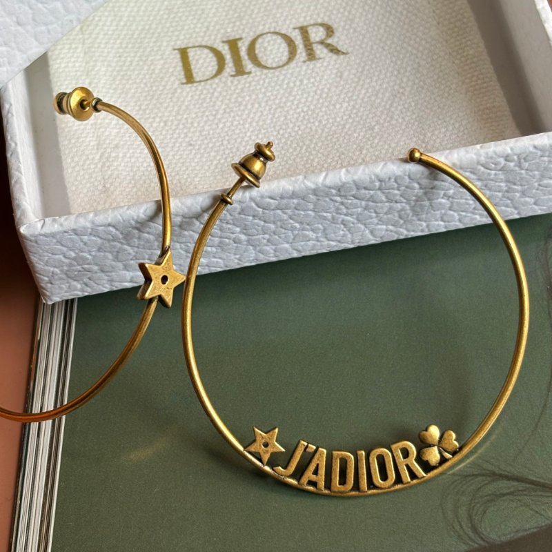 ::Christian Dior::古銅金色 J'ADIOR 字樣圈型耳環 Hoop Earrings-6