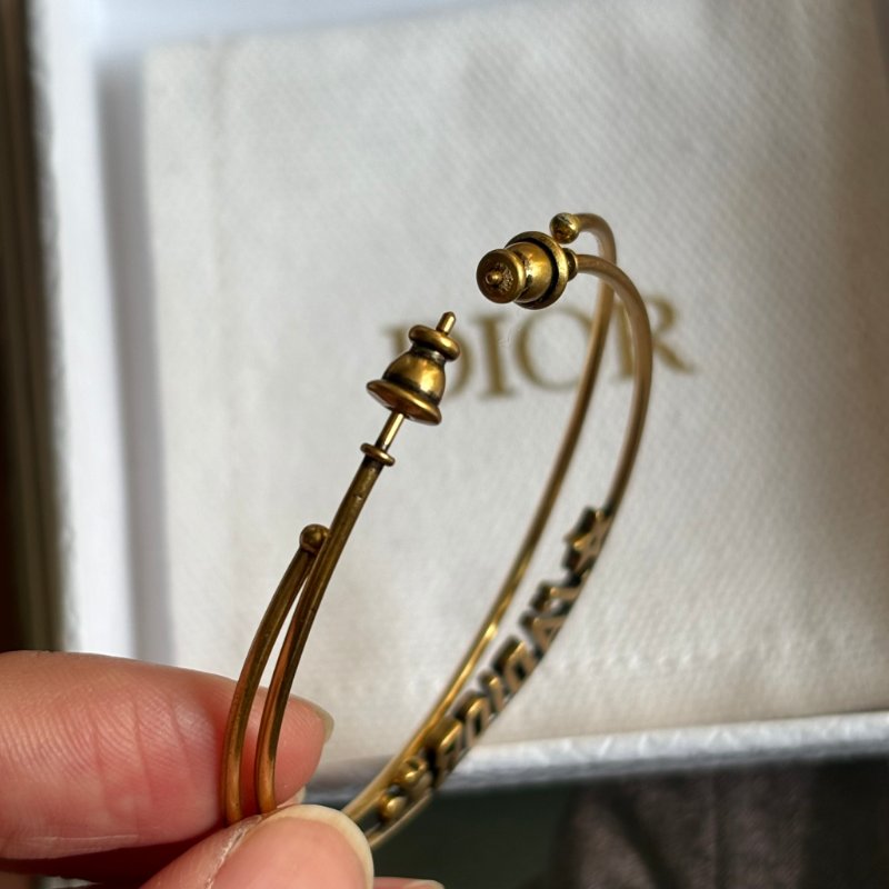 ::Christian Dior::古銅金色 J'ADIOR 字樣圈型耳環 Hoop Earrings-7