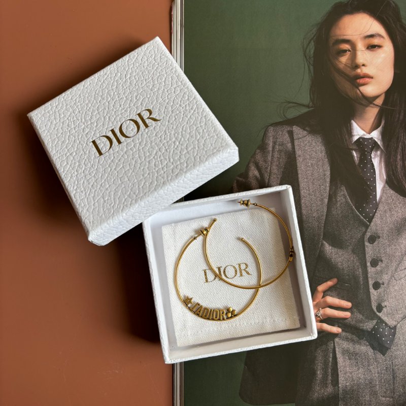 ::Christian Dior::古銅金色 J'ADIOR 字樣圈型耳環 Hoop Earrings-3