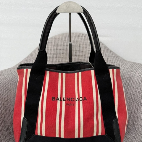 【超級便宜‼️耐磨材質✨粗用不心疼🙌🏻】Balenciaga巴黎世家 帆布拼皮條紋 手提包｜托特包