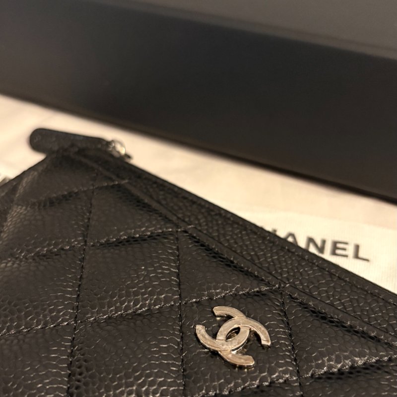現貨 Chanel黑銀荔枝皮扁夾-2