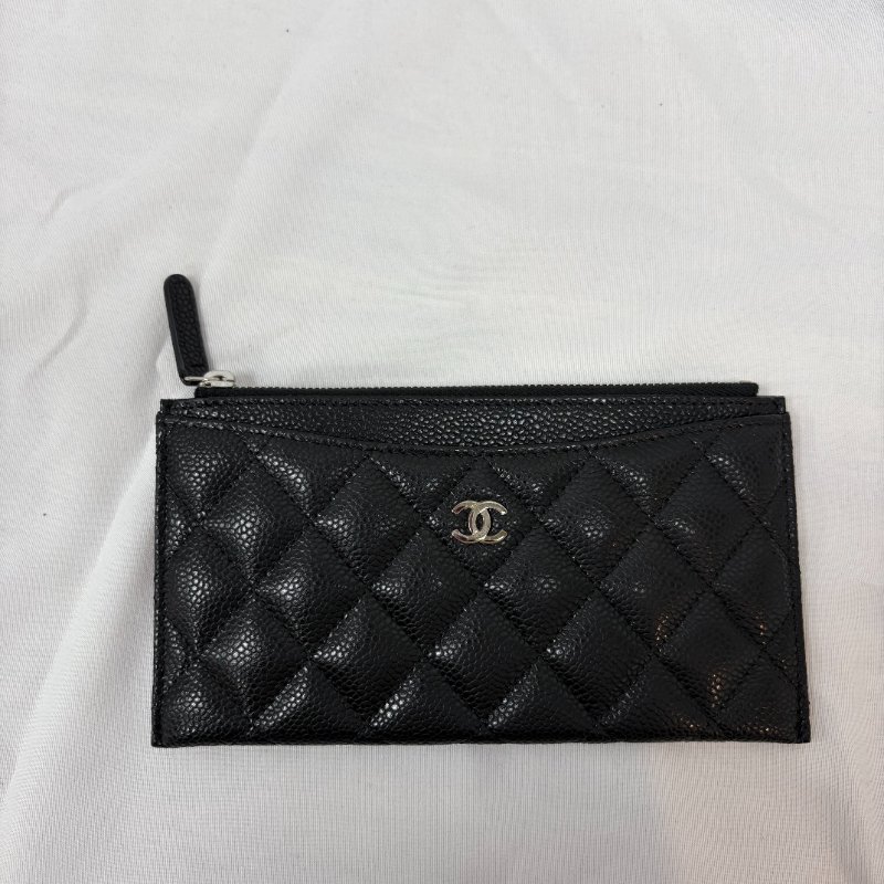 現貨 Chanel黑銀荔枝皮扁夾-4