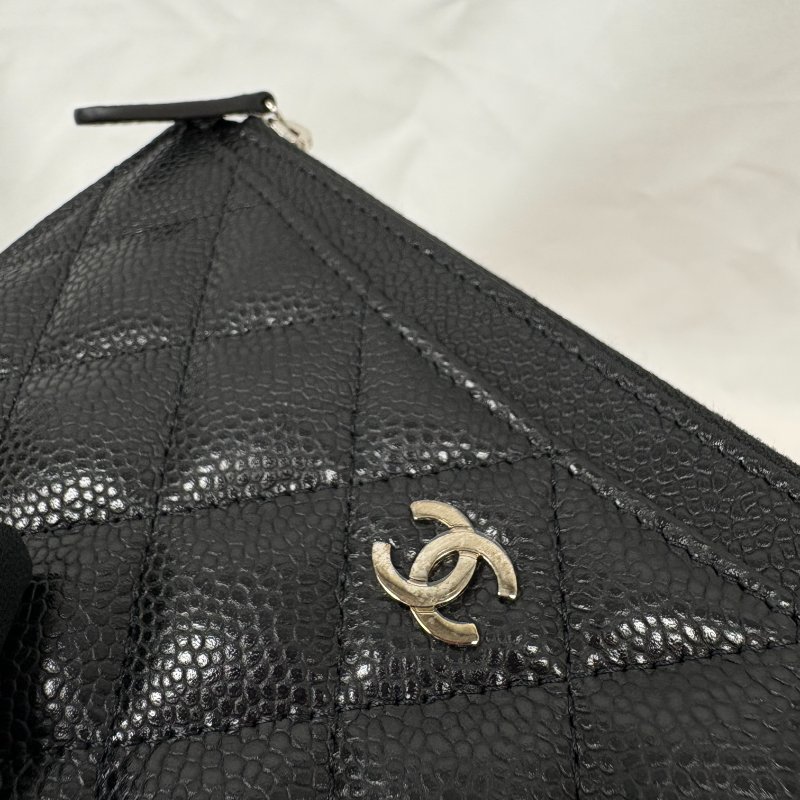 現貨 Chanel黑銀荔枝皮扁夾-5