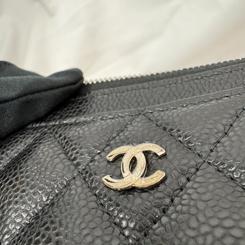 現貨 Chanel黑銀荔枝皮扁夾-6