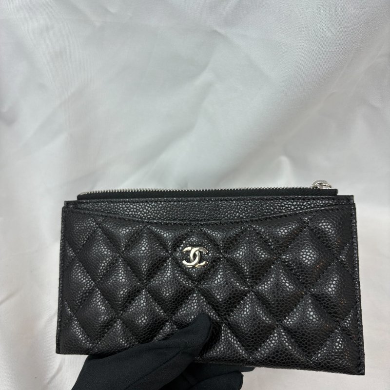 現貨 Chanel黑銀荔枝皮扁夾-7