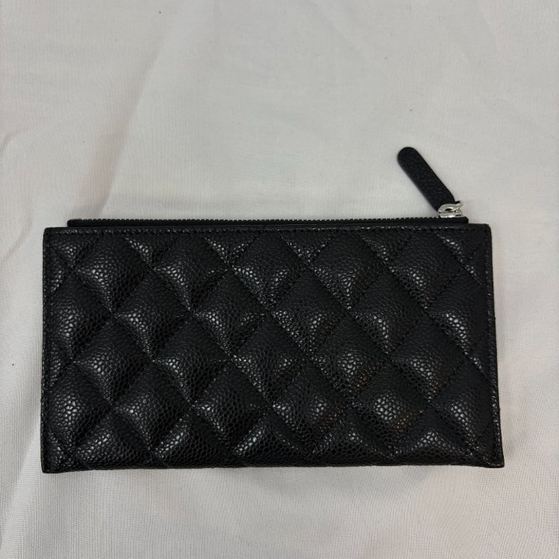 現貨 Chanel黑銀荔枝皮扁夾-8