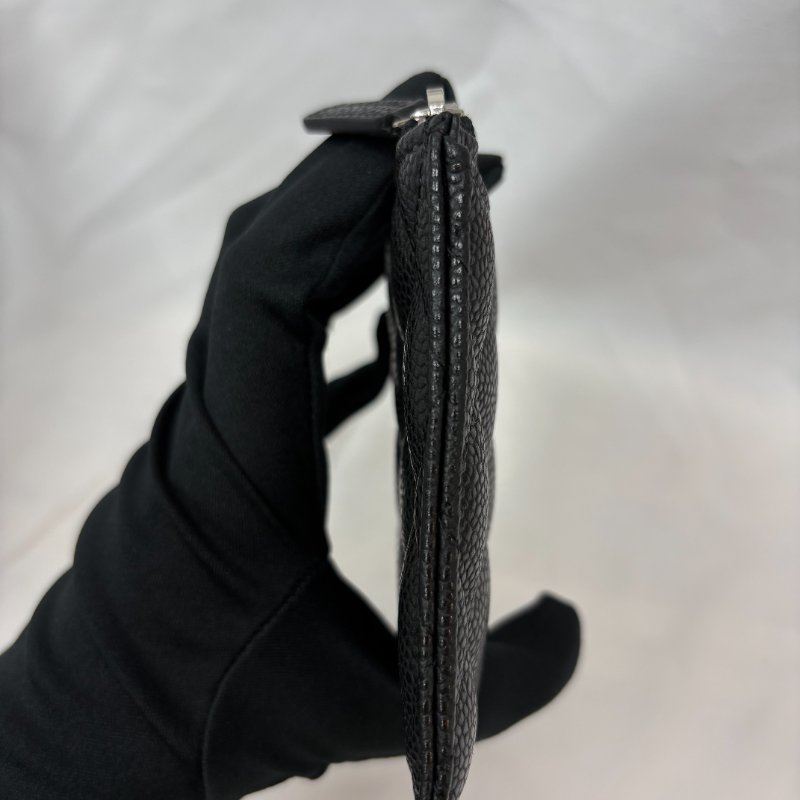 現貨 Chanel黑銀荔枝皮扁夾-9