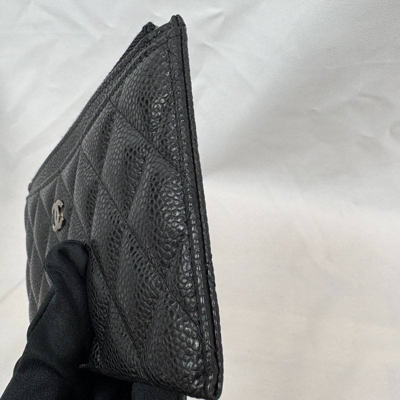 現貨 Chanel黑銀荔枝皮扁夾-12