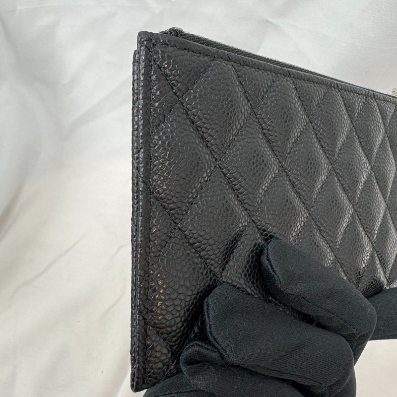 現貨 Chanel黑銀荔枝皮扁夾-13