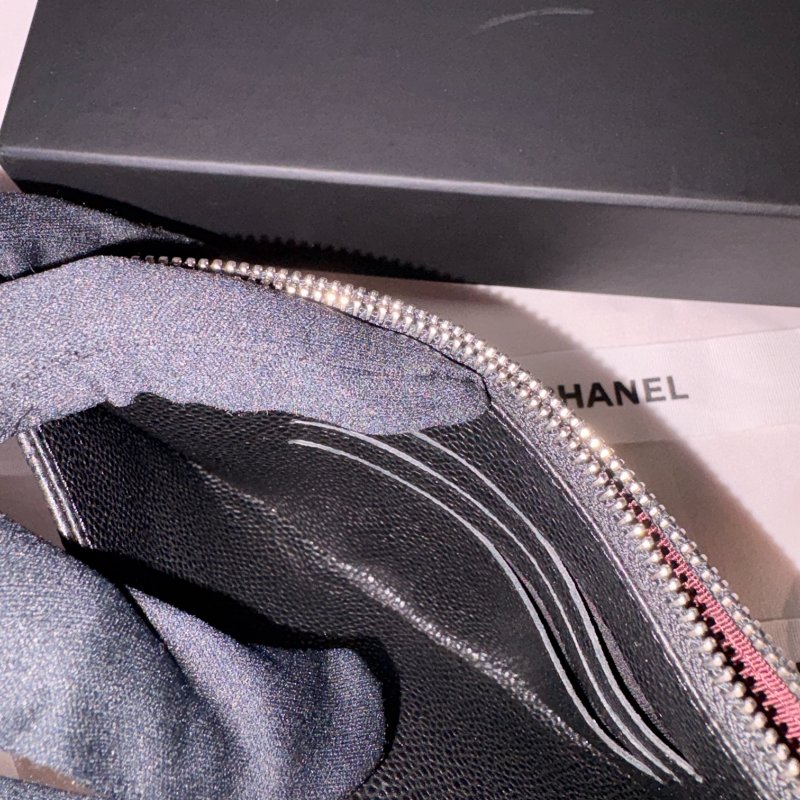 現貨 Chanel黑銀荔枝皮扁夾-15