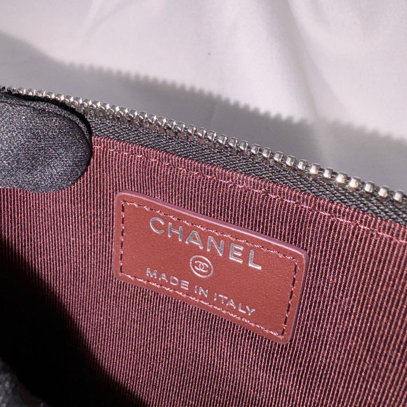 現貨 Chanel黑銀荔枝皮扁夾-18