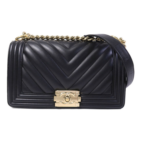 CHANEL 羊皮皮革Boy 25鏈帶肩背袋