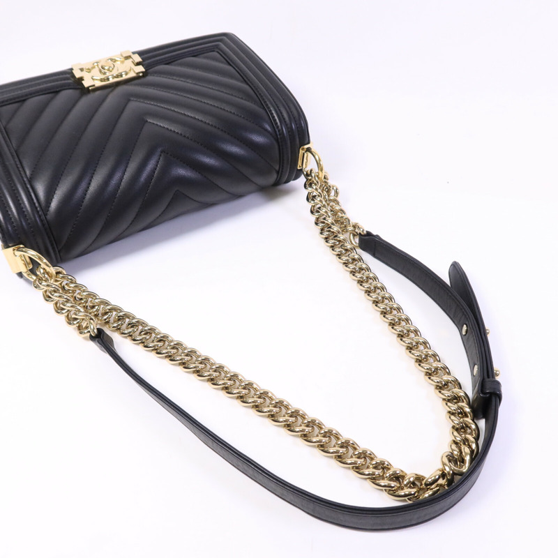 CHANEL 羊皮皮革Boy 25鏈帶肩背袋-8