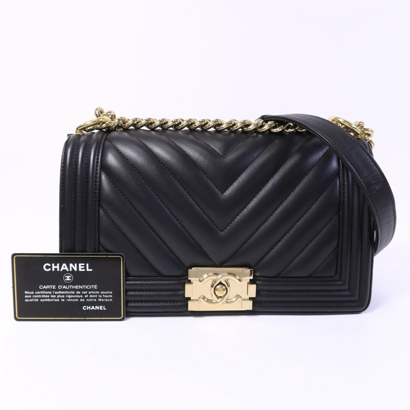 CHANEL 羊皮皮革Boy 25鏈帶肩背袋-9