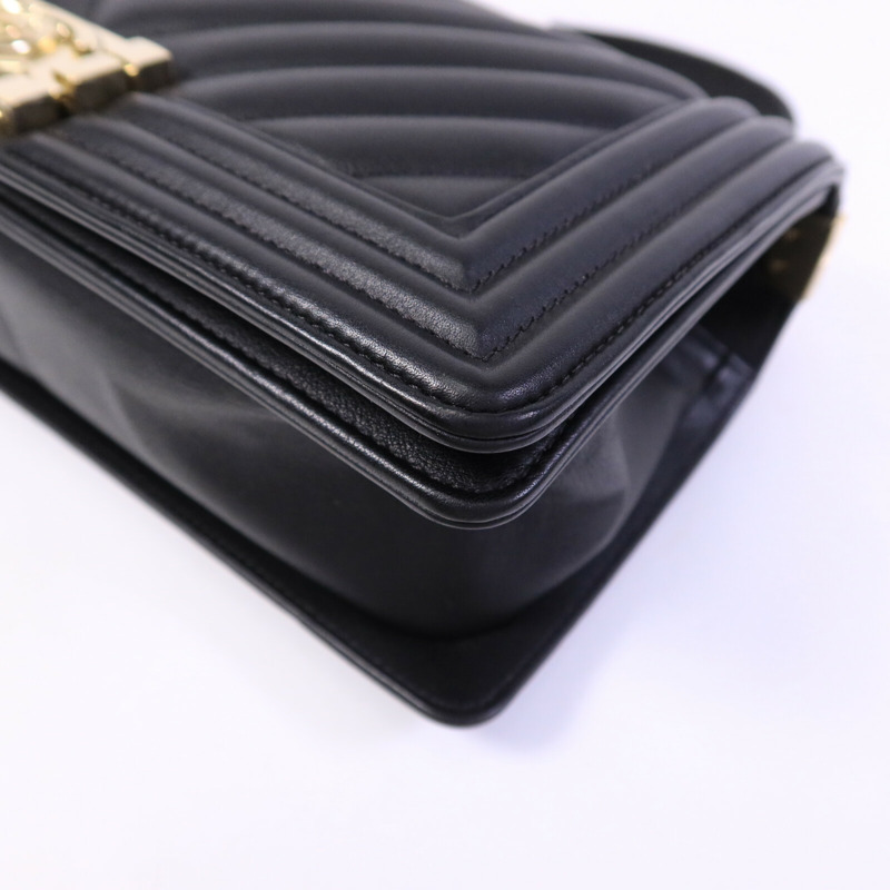 CHANEL 羊皮皮革Boy 25鏈帶肩背袋-10