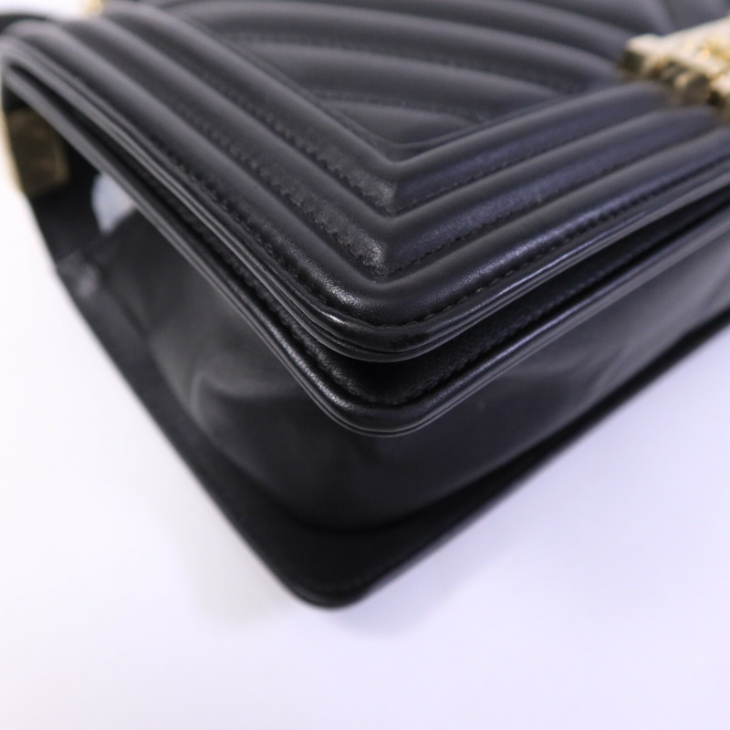 CHANEL 羊皮皮革Boy 25鏈帶肩背袋-11