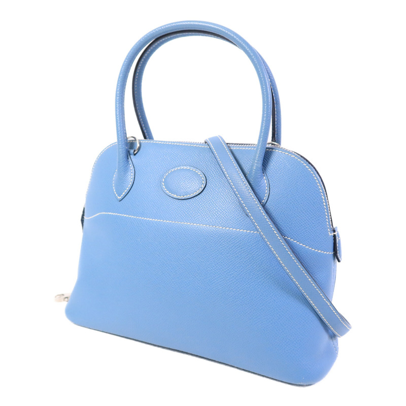 HERMES Epsom皮革Bolide 27手挽肩背兩用袋Blue Jean-2