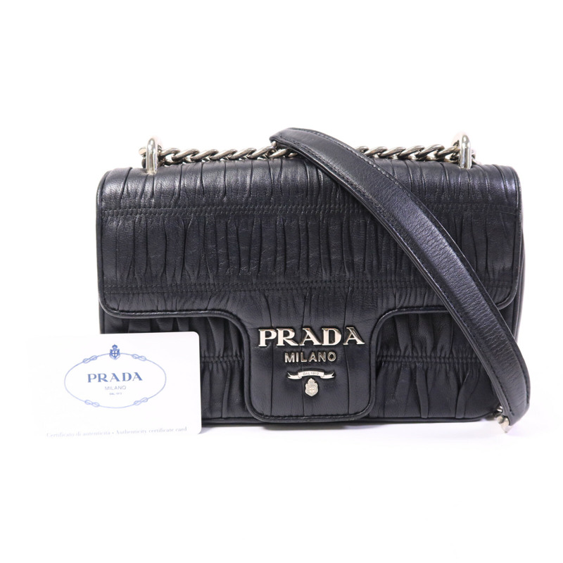 PRADA 羊皮皮革Shoulder Bag鏈帶肩背袋-9