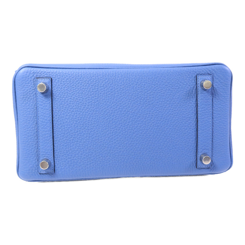 HERMES Togo皮革Birkin 25手挽袋Bleu Azur-3