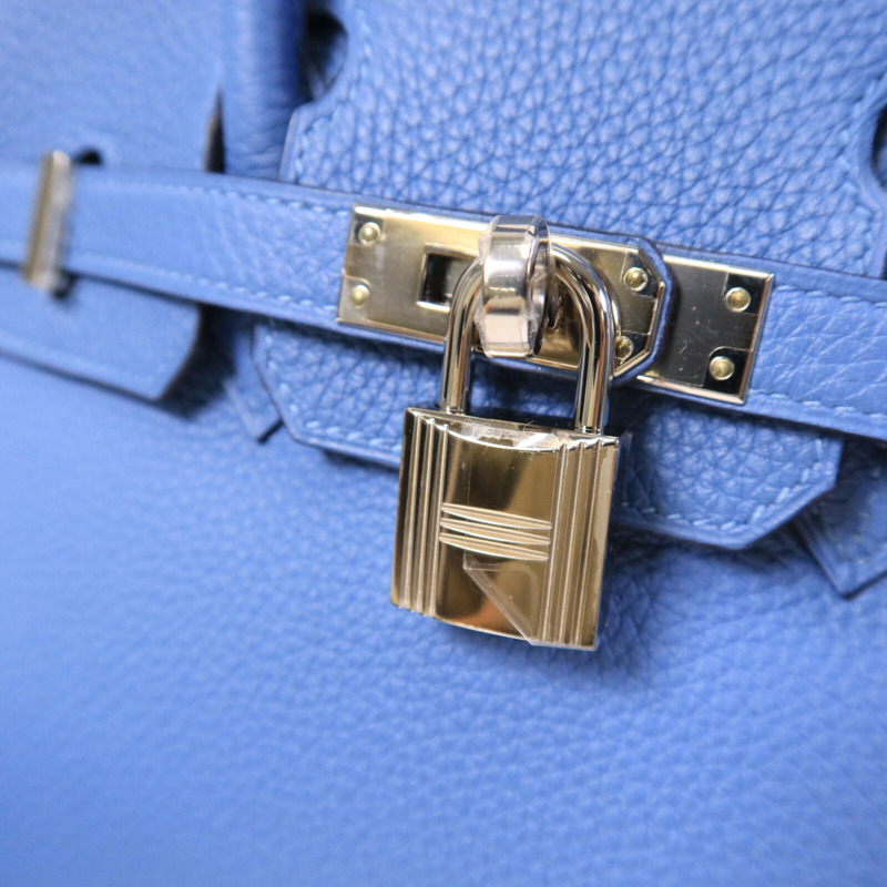 HERMES Togo皮革Birkin 25手挽袋Bleu Azur-6
