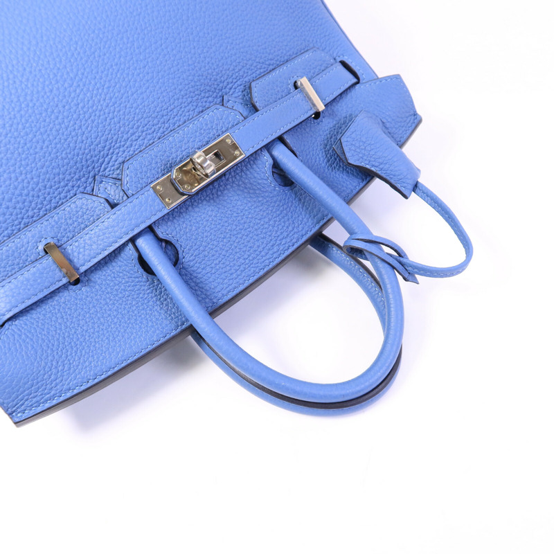 HERMES Togo皮革Birkin 25手挽袋Bleu Azur-8