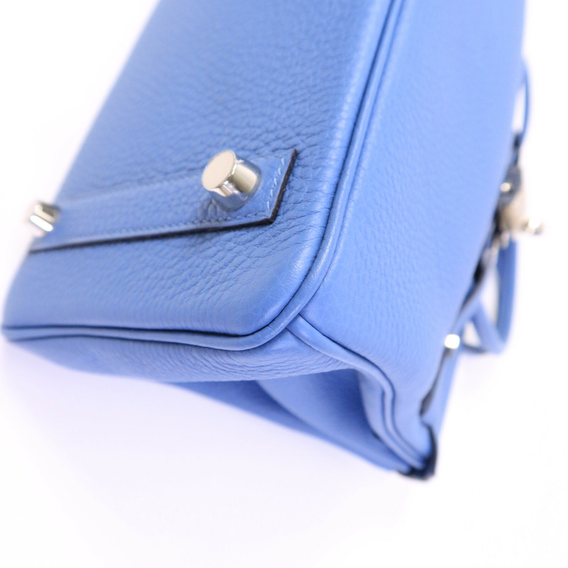 HERMES Togo皮革Birkin 25手挽袋Bleu Azur-10