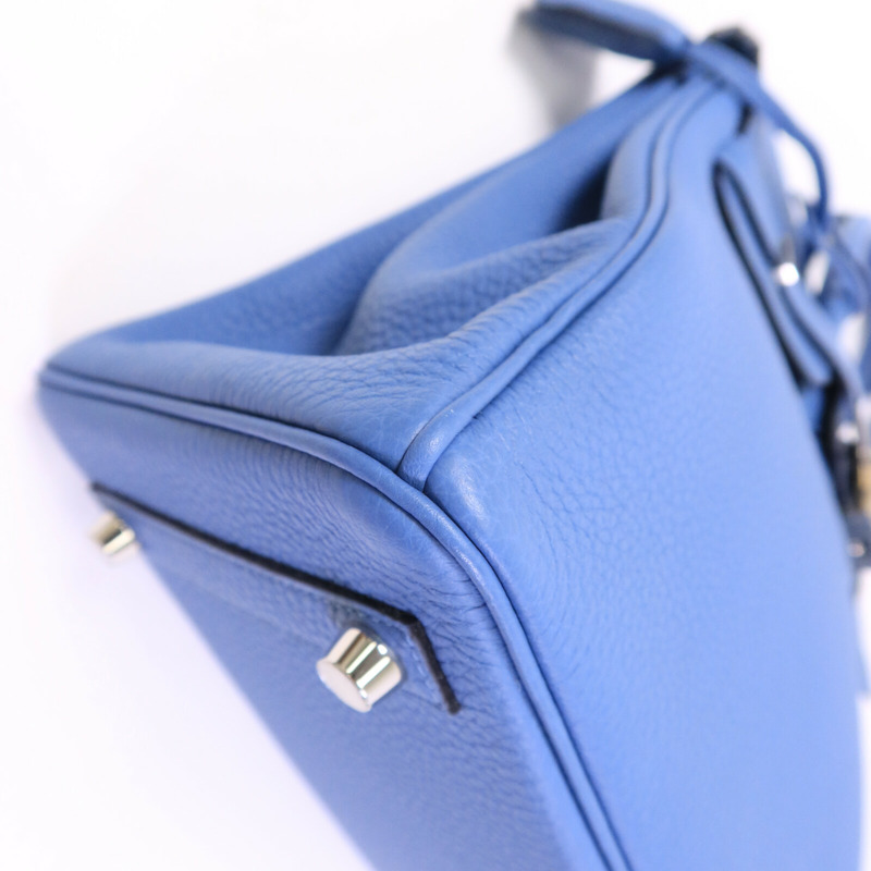 HERMES Togo皮革Birkin 25手挽袋Bleu Azur-11