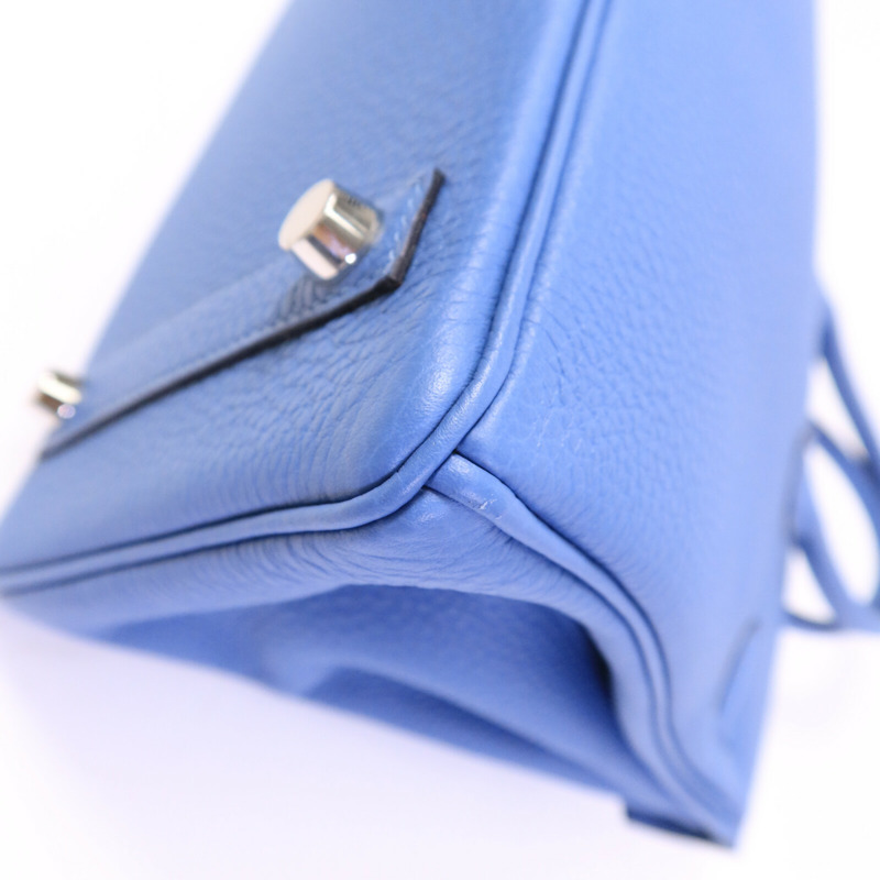 HERMES Togo皮革Birkin 25手挽袋Bleu Azur-12