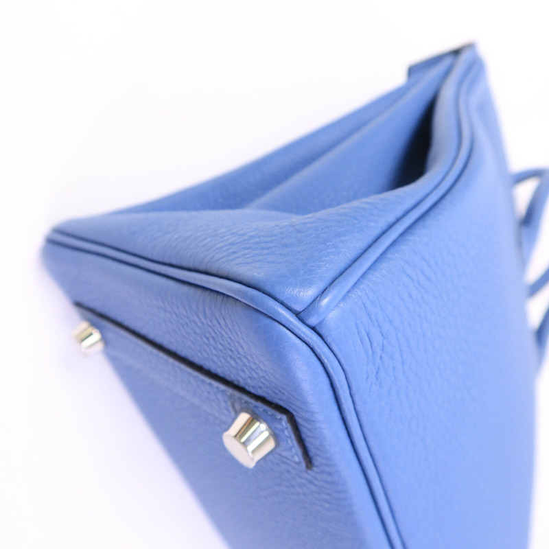 HERMES Togo皮革Birkin 25手挽袋Bleu Azur-13