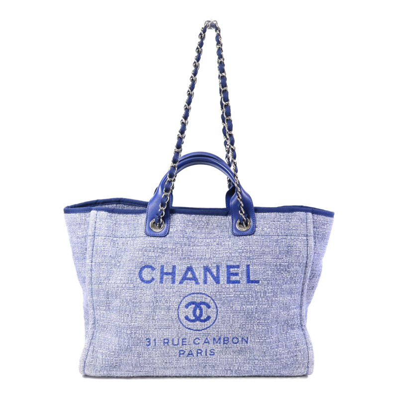 CHANEL 帆布Deauville Tote Bag手挽肩背兩用袋-0