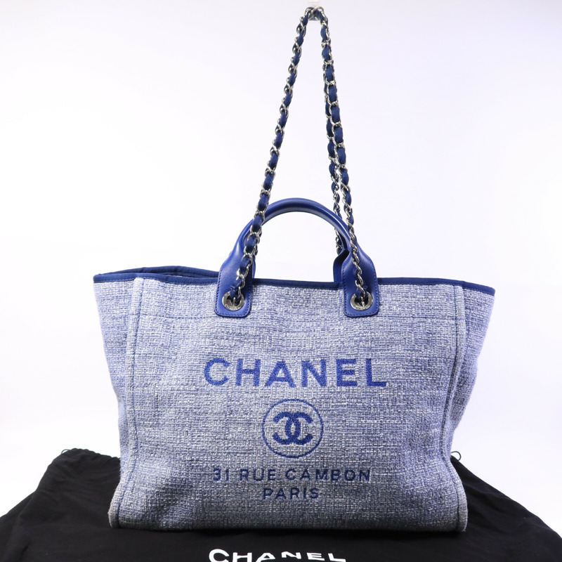 CHANEL 帆布Deauville Tote Bag手挽肩背兩用袋-9