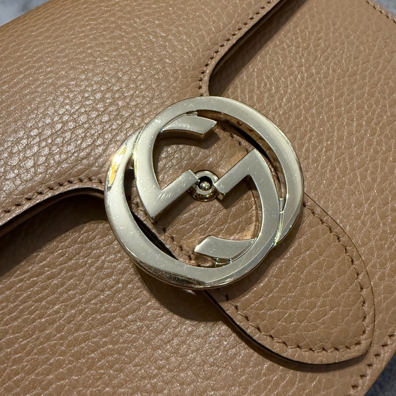 9新正版Gucci 510304經典Interlocking系列雙GLOGO全皮革單鍊肩背/斜背包-2