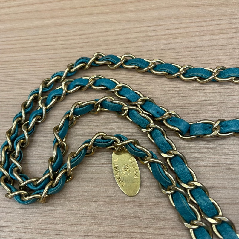 NO:D39 Chanel香奈儿 CF中号 蓝色金链 V纹牛皮 20開 單肩斜挎鏈條包 有塵袋 無卡無盒子尺寸底長26*高15*寬6*-12