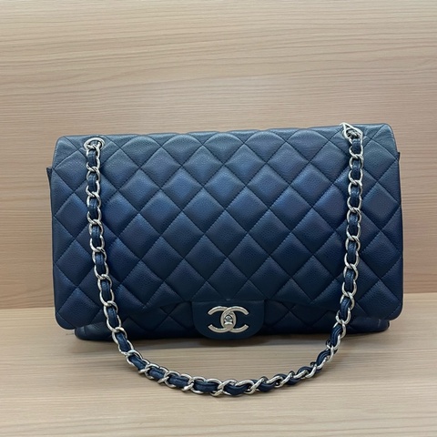 NO:D22 Chanel CF 深藍色羊皮 單肩斜挎鏈條包 大號 2011年 15開 有塵袋 無卡無盒子 尺寸低長33*高21*寬10*