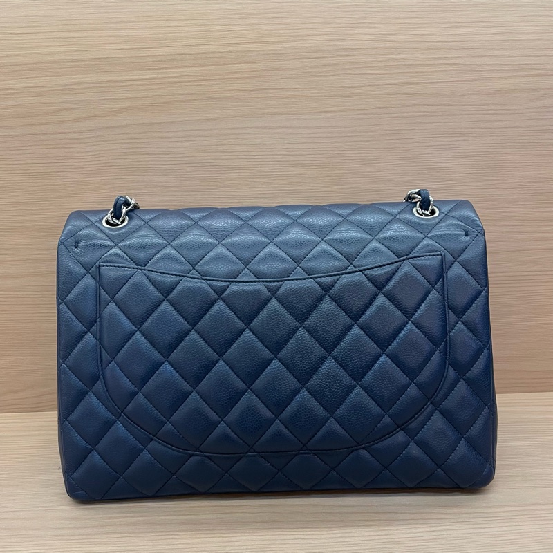 NO:D22 Chanel CF 深藍色羊皮 單肩斜挎鏈條包 大號 2011年 15開 有塵袋 無卡無盒子 尺寸低長33*高21*寬10*-1