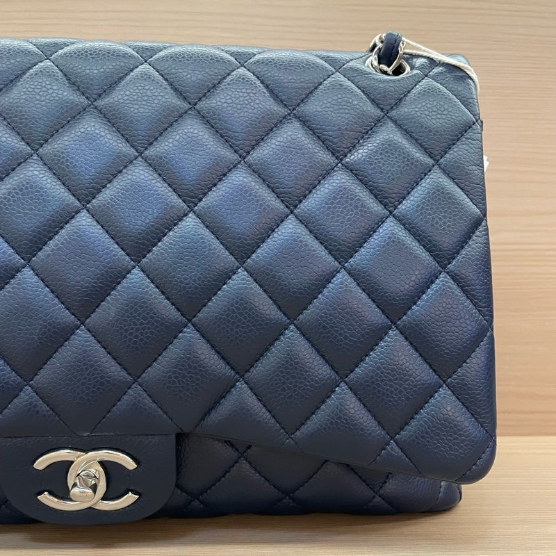 NO:D22 Chanel CF 深藍色羊皮 單肩斜挎鏈條包 大號 2011年 15開 有塵袋 無卡無盒子 尺寸低長33*高21*寬10*-6