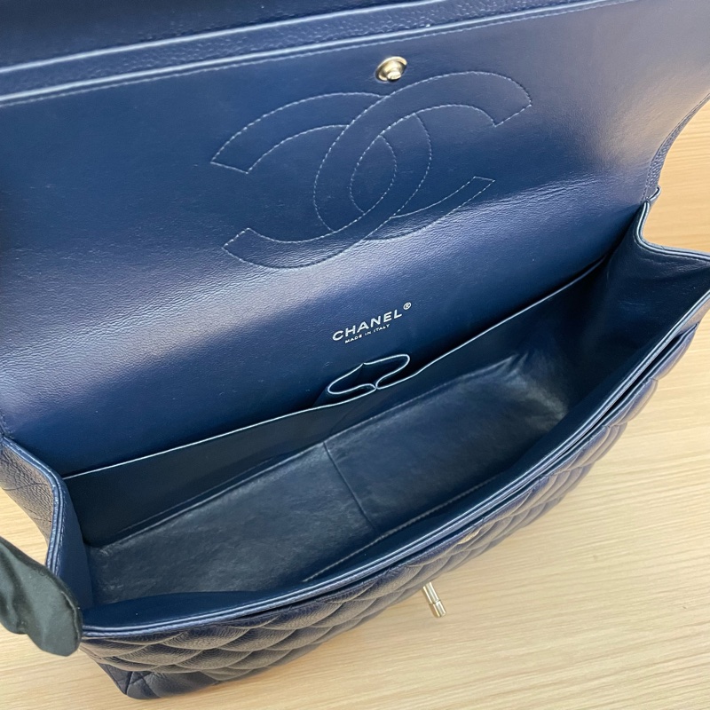 NO:D22 Chanel CF 深藍色羊皮 單肩斜挎鏈條包 大號 2011年 15開 有塵袋 無卡無盒子 尺寸低長33*高21*寬10*-12