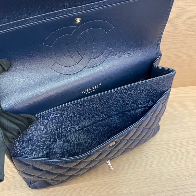 NO:D22 Chanel CF 深藍色羊皮 單肩斜挎鏈條包 大號 2011年 15開 有塵袋 無卡無盒子 尺寸低長33*高21*寬10*-13