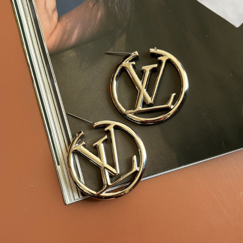 ::Louis Vuitton:: M80134 Louise Hoop Earrings LV Logo 銀色字母圓圈耳環-0