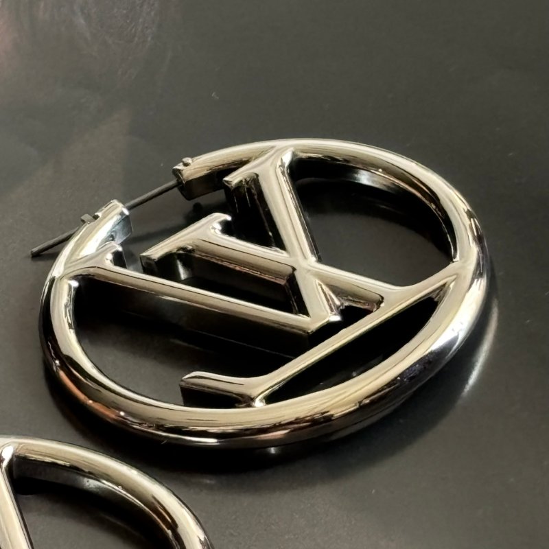 ::Louis Vuitton:: M80134 Louise Hoop Earrings LV Logo 銀色字母圓圈耳環-5